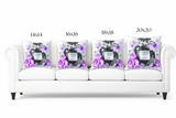 Square Pillow - Purple Midnight Roses - Perfume Bottle White