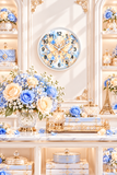 Buttercream Sapphire Blossom Butterfly - Wall Clock