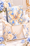 Buttercream Saphire Blossom Butterfly - Spiral Notebook