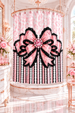 Ballet Pink Black Ruffle Leopard Bow Couture - Shower Curtains