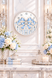 Celestial Blue Diamond | Damask Bow Couture - Wall Clock