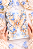 Buttercream Saphire Blossom Butterfly - Spiral Notebook