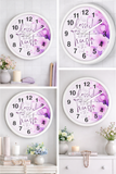 Purple Flower Bouquet - Blessed is the One - Wall Clock (Faith)