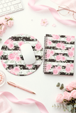Pretty Pink Roses - Black Stripes - Spiral Notebook (Small)