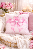 Pink Couture Diamond Bow - Square Pillow