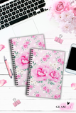 Spiral Notebook (Small) - Magenta Pink Floral - White Polka Dots - Pink