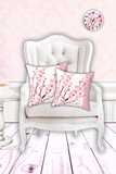 Square Pillow - Cherry Blossoms - White & Pink