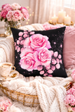Square Pillow - Rosabella Bloom - Black