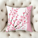 Square Pillow - Cherry Blossoms - White & Pink