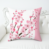 Square Pillow - Cherry Blossoms - White & Pink