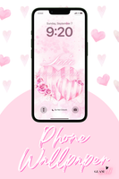 Phone Wallpaper - Love Conquers All – Candy Striped Pink Heart & Roses
