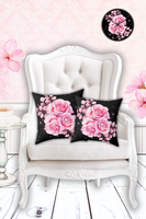 Square Pillow - Rosabella Bloom - Black