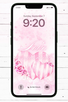 Phone Wallpaper - Love Conquers All – Candy Striped Pink Heart & Roses