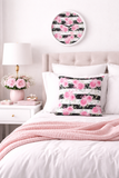 Pretty Pink Roses -Black Stripes - Wall Clock