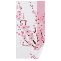 Towel Set-Pink Floral Blossoms-Pink & White