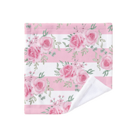 Towel Set-Pretty Pink Floral Roses-Pink Stripes