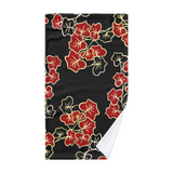 Towel Set-Elegant Red Floral-Black Gold Trim