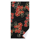 Towel Set-Elegant Red Floral-Black Gold Trim