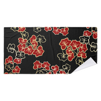 Towel Set-Elegant Red Floral-Black Gold Trim