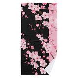 Towel Set-Pink Floral Blossoms-Black & Pink