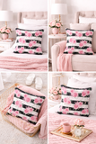 Pretty Pink Roses - Black Stripes - Square Pillow