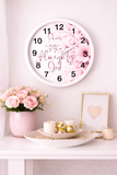 Pink Flower Bouquet - Praise Almighty God - Wall Clock (Faith)