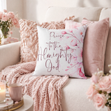 Pink Flower Bouquet - Praise Almighty God - Square Pillow (Faith)