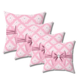 Square Pillow-Glam Pink Mauve Bow-White Damask Diamonds