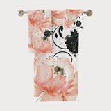 Towel Set-Pink Peach Floral-Black Stencil-Glitter Diamonds