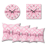 Square Pillow-Glam Pink Mauve Bow-White Damask Diamonds