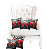 Square Pillow-Glam Red Bow-Zebra-Black Glitter