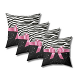 Square Pillow-Glam Pink Bow-Zebra-Black Glitter