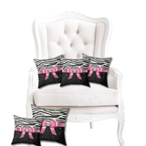 Square Pillow-Glam Pink Bow-Zebra-Black Glitter