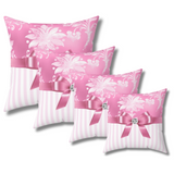 Square Pillow-Glam Pink Bow-Pink White Stencil-Pink White Pinstripes