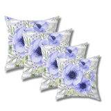 Square Pillow-Soft Blue Floral-Soft Blue Horizontal Stripes-White