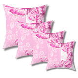 Square Pillow-Pink Butterfly Duo-White