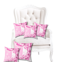 Square Pillow-Pink Butterfly Duo-White