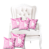 Square Pillow-Pink Butterfly Duo-White