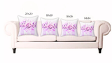 Square Pillow -Lavender Ribbons & Roses - Glam Watercolor Floral Stripes