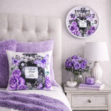 Wall Clock - Purple Midnight Roses - Perfume Bottle White