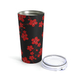 Tumbler 20oz-Red Floral Blossoms-Black