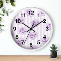 Wall clock-Purple Lilac-Floral Pinstripes