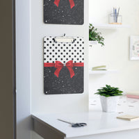 Clipboard-Glam Red Bow-Black Polka Dots-Black Glitter