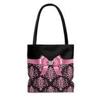 Tote Bag-Glam Pink Bow-Pink Lace-Black