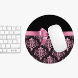 Mouse Pad-Glam Pink Bow-Pink Lace-Black