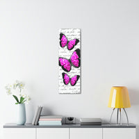 Canvas Art 12"X36"in-Magenta Butterflies-Illegible Cursive-Variant 1