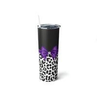 Skinny Tumbler, 20oz-Glam Purple Bow-Snow Leopard-Black