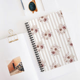 Spiral Notebook-Neutral Browns-Floral Pinstripes-Ruled Lined