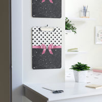 Clipboard-Glam Pink Bow-Black Polka Dots-Black Glitter