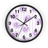 Wall clock-Purple Lilac-Floral Pinstripes